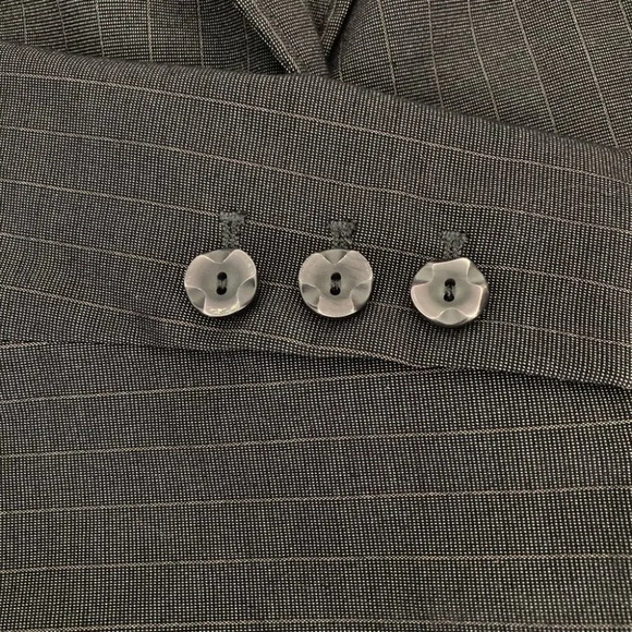 ATELIER Sz 12 Business Career Pinstripe Pantsuit Polka Dot Contrast Lining Suit - Picture 8 of 10